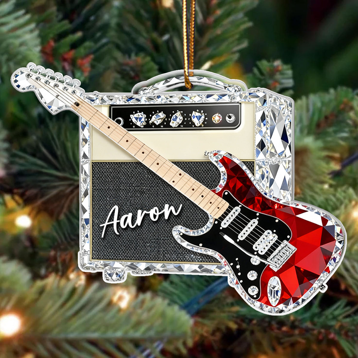 Guitar Music Crystal Effect - Personalized Acrylic Ornament - Unique Christmas Gift For Guitarist