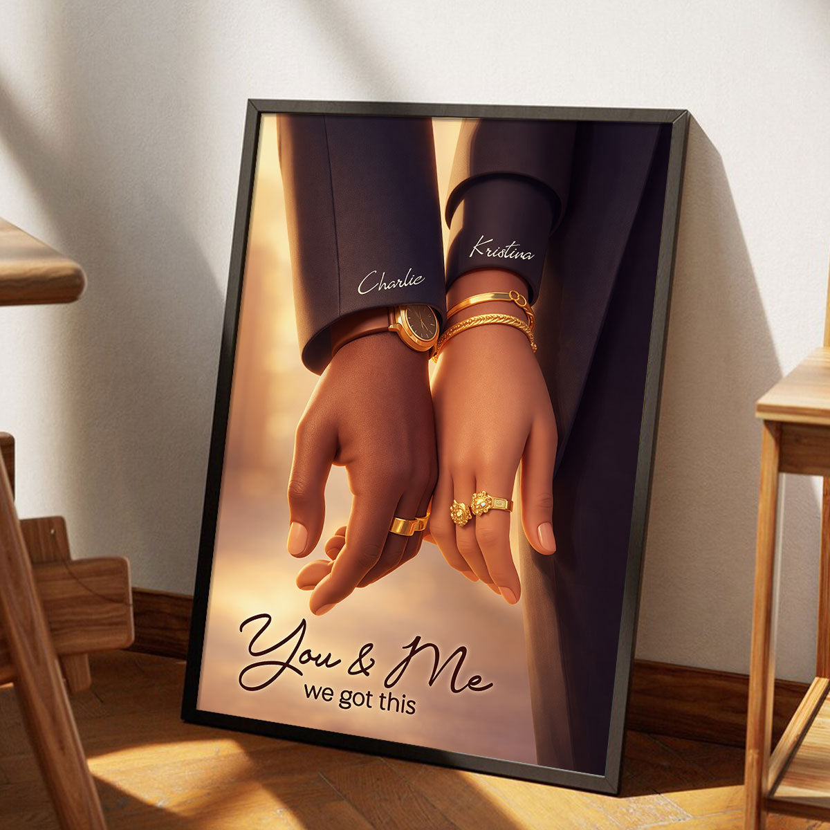 Couple Romantic Hands Close Up - Personalized Poster - Anniversary, Valentine's Day Gift, Gift For Him, Gift For Her