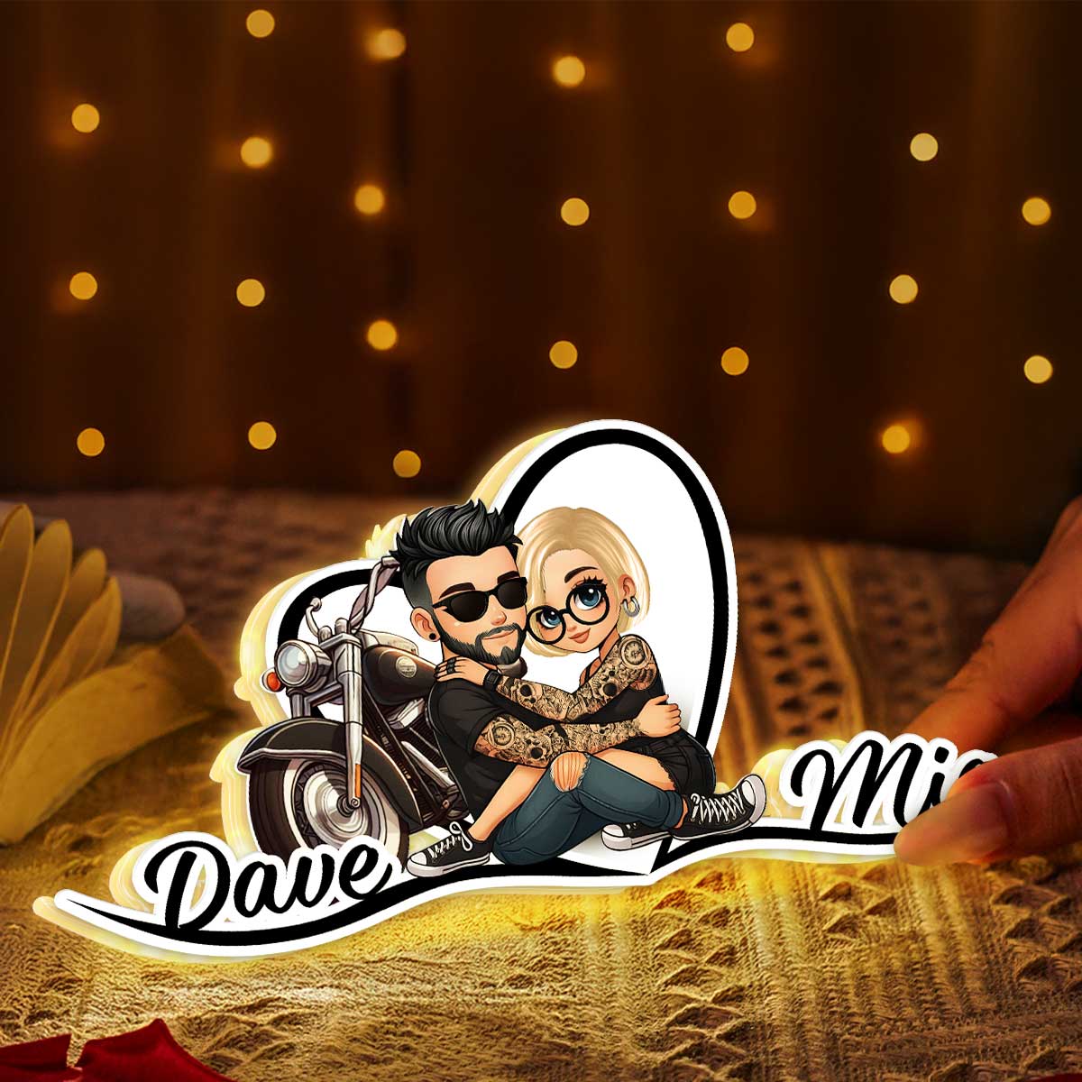 Eternal Love Biker Couple Riding Partners For Life - Personalized Light Box - Gift For Couple, Bikers, Gift For Him, For Her