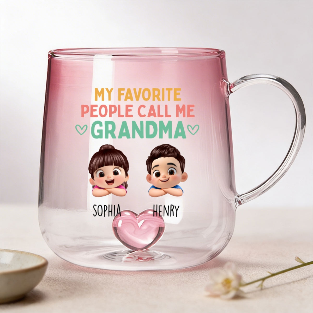 My Favorite People Call Me Grandma - Personalized Glass Mug - Heartfelt Mother's Day Gift for Grandma, Wife