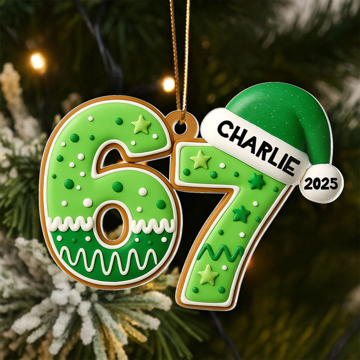 Custom Six Seven Cake Pattern - Personalized Acrylic Ornament - Teen Slang Funny Tree Decor, Funny Teen Grandkid Gift