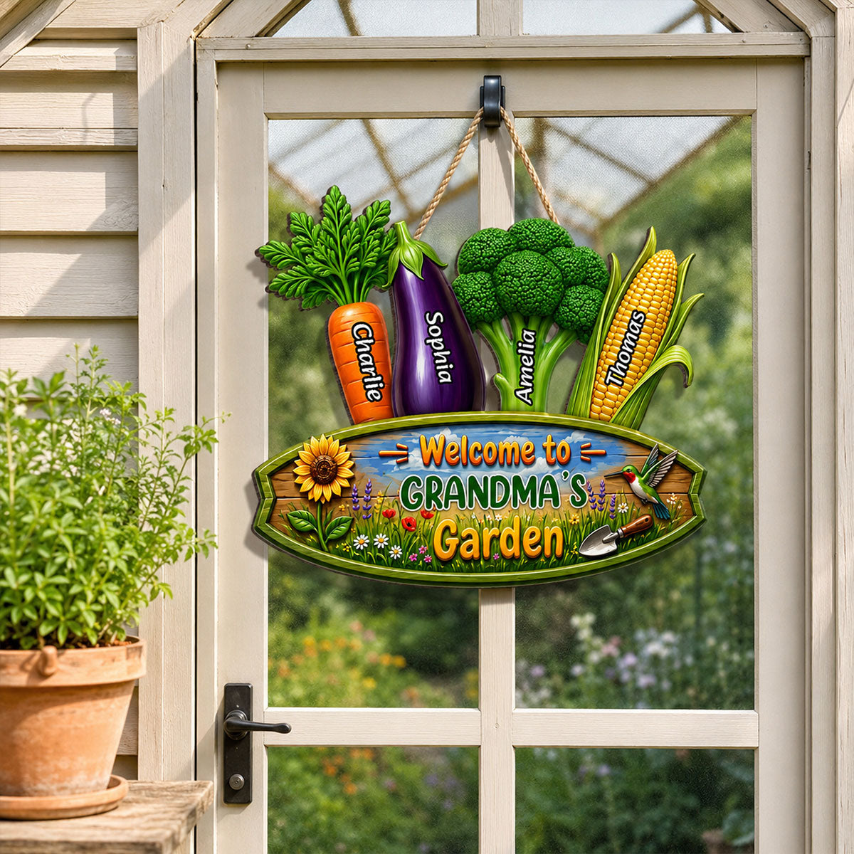 Welcome To Grandma's Garden - Personalized Wood Sign - Gift For Grandma, Garden Decorations