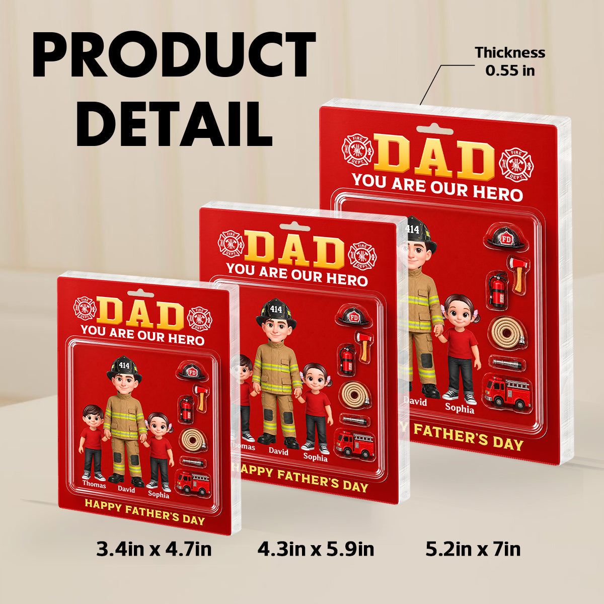 Proud Firefighter Dad You Are Our Hero - Personalized Acrylic Block Plaque -  Gift For Dad, Husband
