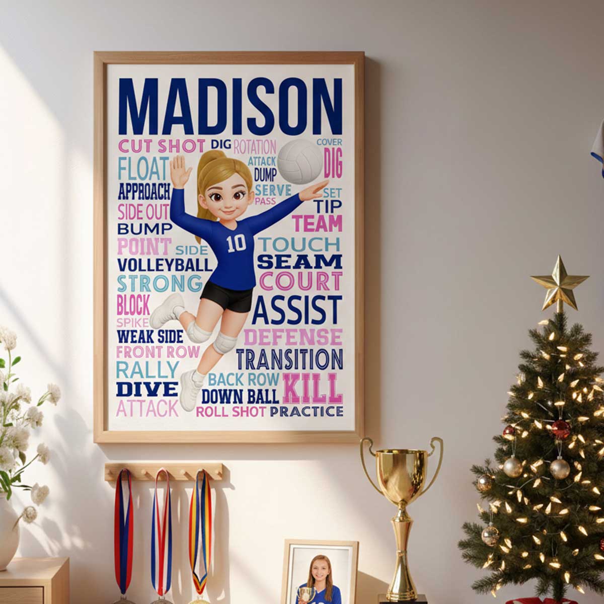 Typography Art Volleyball Player - Personalized Poster - Gift For Volleyball Lover