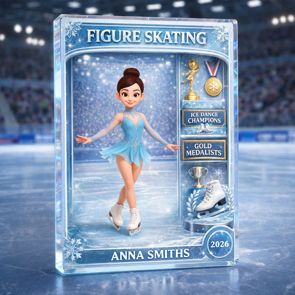 Figure Skating Woman Action Figure - Personalized Acrylic Block Plaque - Gift For Figure Skater