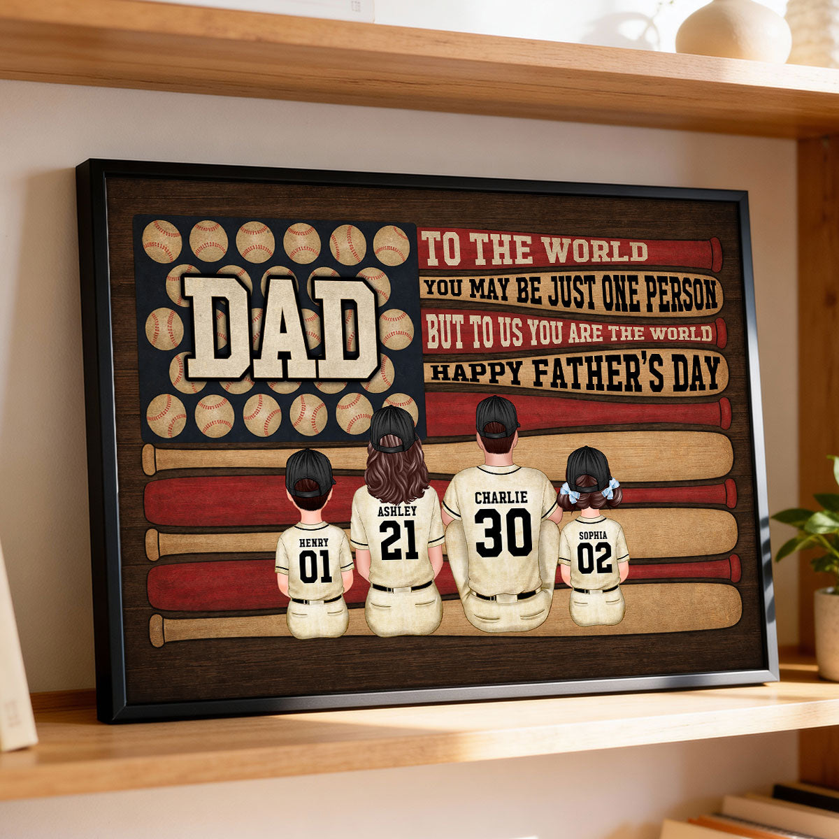 Baseball Nation Flag Dad Us You Are The World - Personalized Poster - Father's Day Gift For Baseball Dad