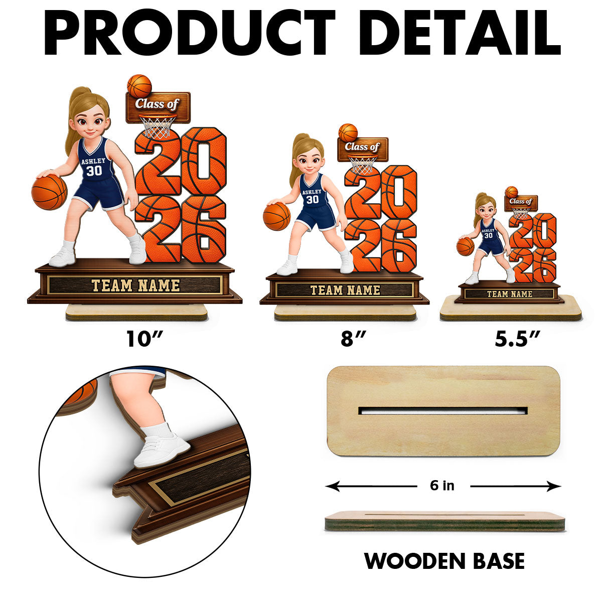 Basketball Senior Playing On Court Class Of 2026 2027 - Personalized 2-Layered Wooden Plaque - Graduation Gift For Son, Daughter