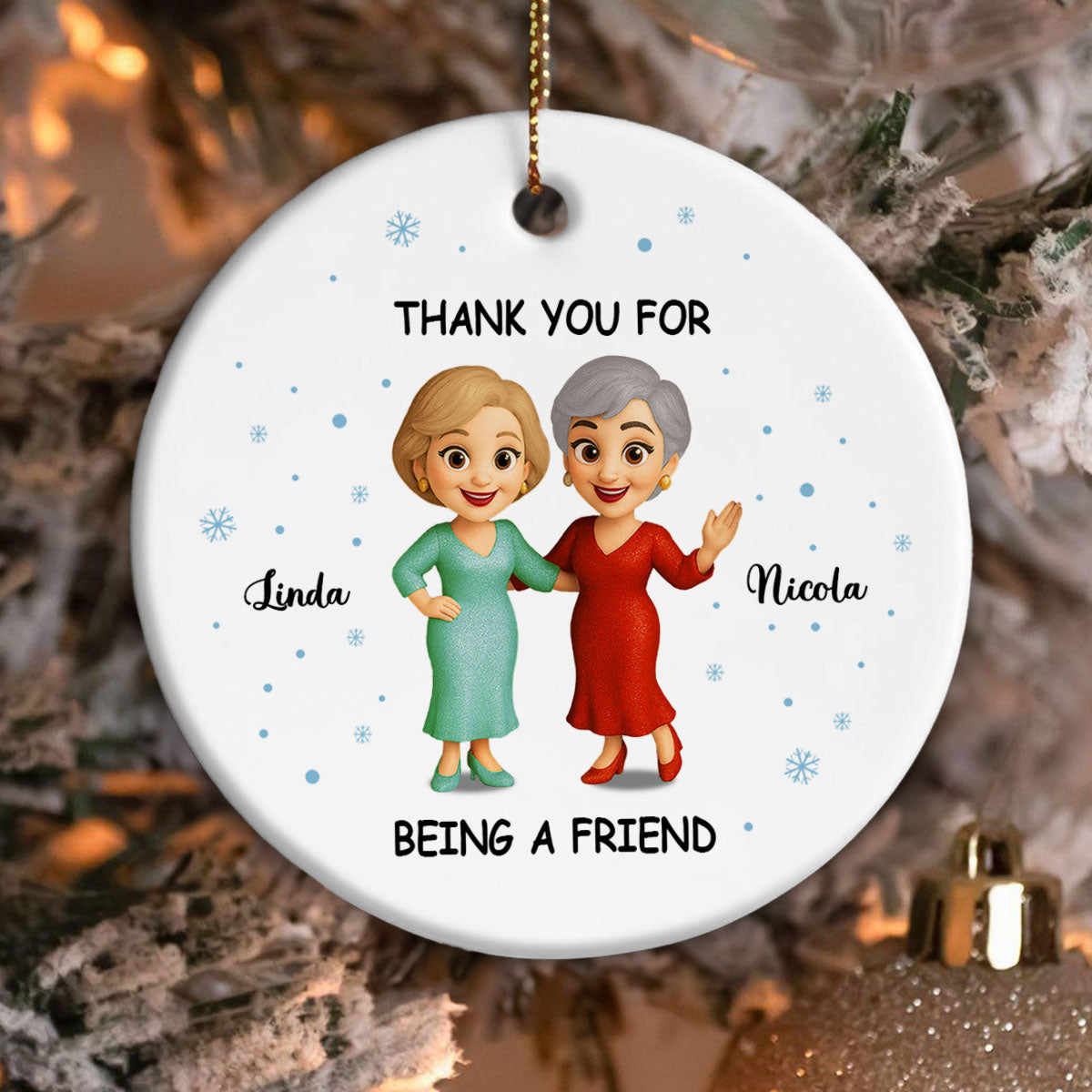 We'll Be Friends Until Old And Senile - Personalized Ceramic Ornament - Christmas Gift For Old Besties