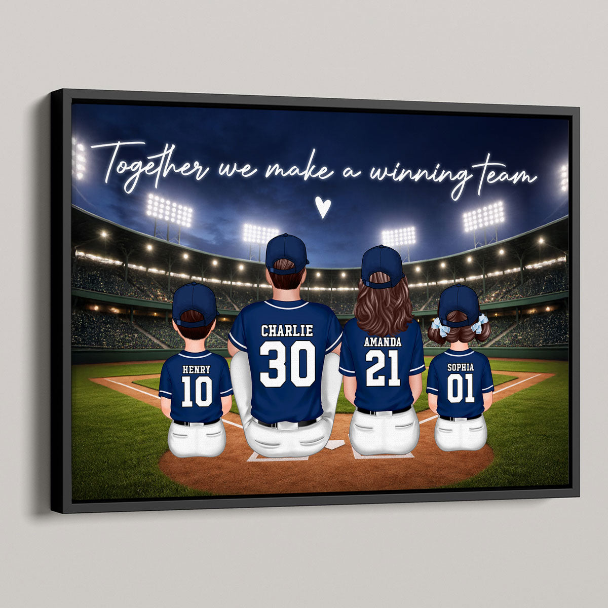 Family Baseball Daddy's Dream Team - Personalized Poster - Gift For Baseball Dad, Gift For Family