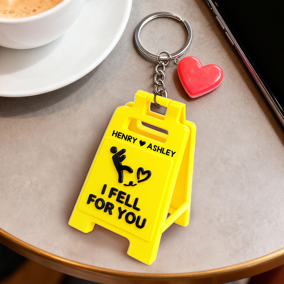 Romantic Message Sign I Fell For You - Personalized Acrylic Keychain - Valentine's Gift For Him, For Her, For Couple
