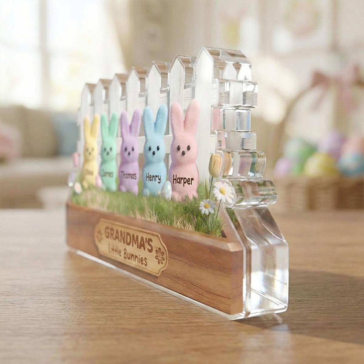 Easter Grandma Little Bunnies - Personalized Acrylic Block Plaque - Gift For Grandma, Easter Decoration