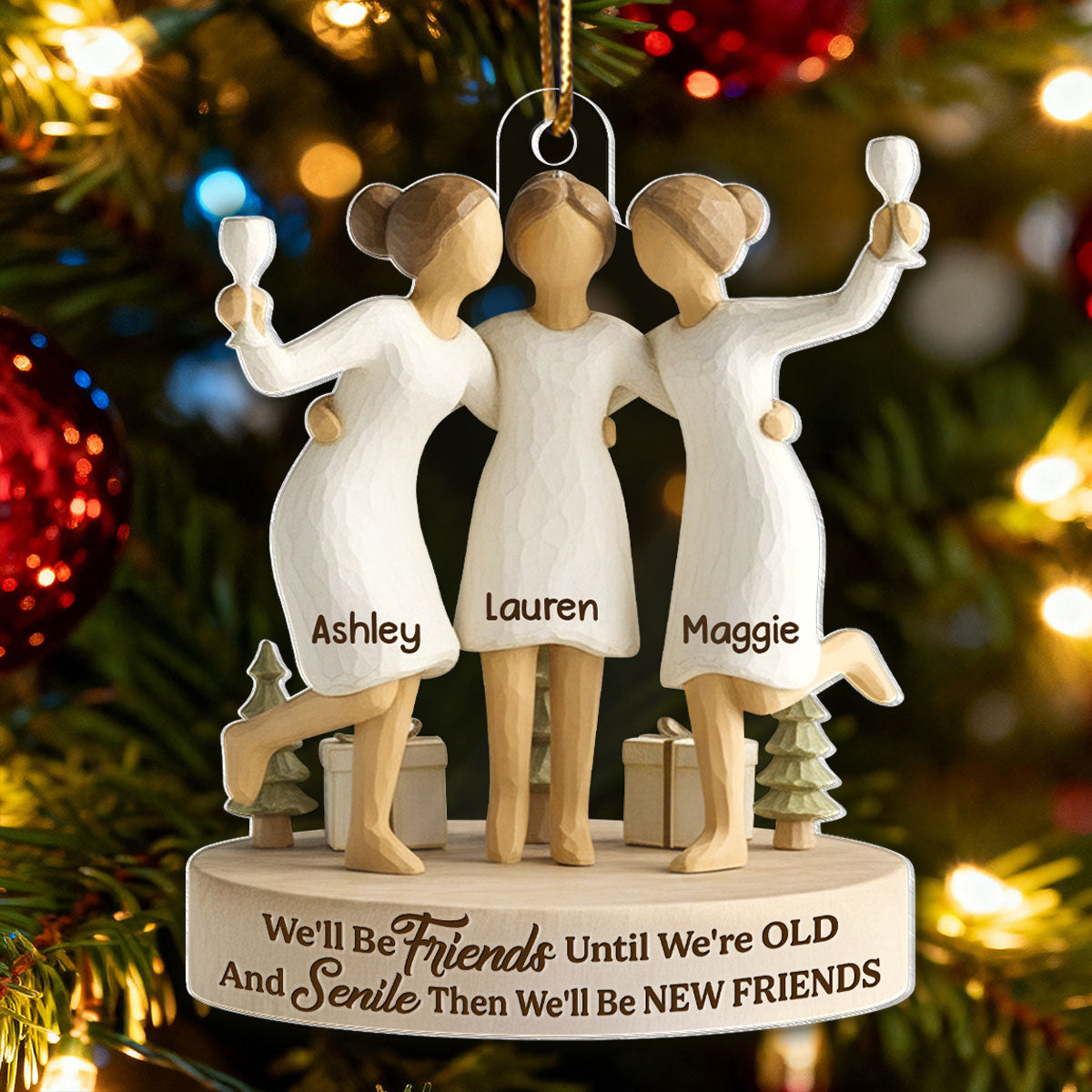 Friends Until Old and Senile - Personalized Acrylic Ornament - Christmas Gift for Best Friends