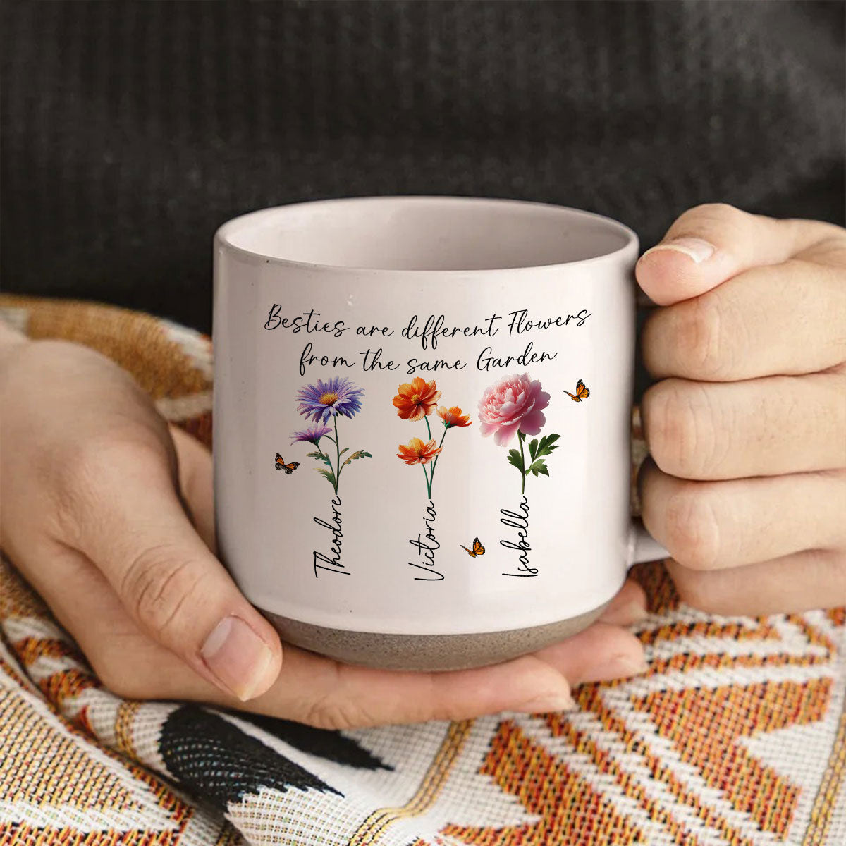 A Sweet Friendship Refreshes The Soul Besties Birth Flower - Personalized Pottery Mug - Friendship Gift For Best Friends