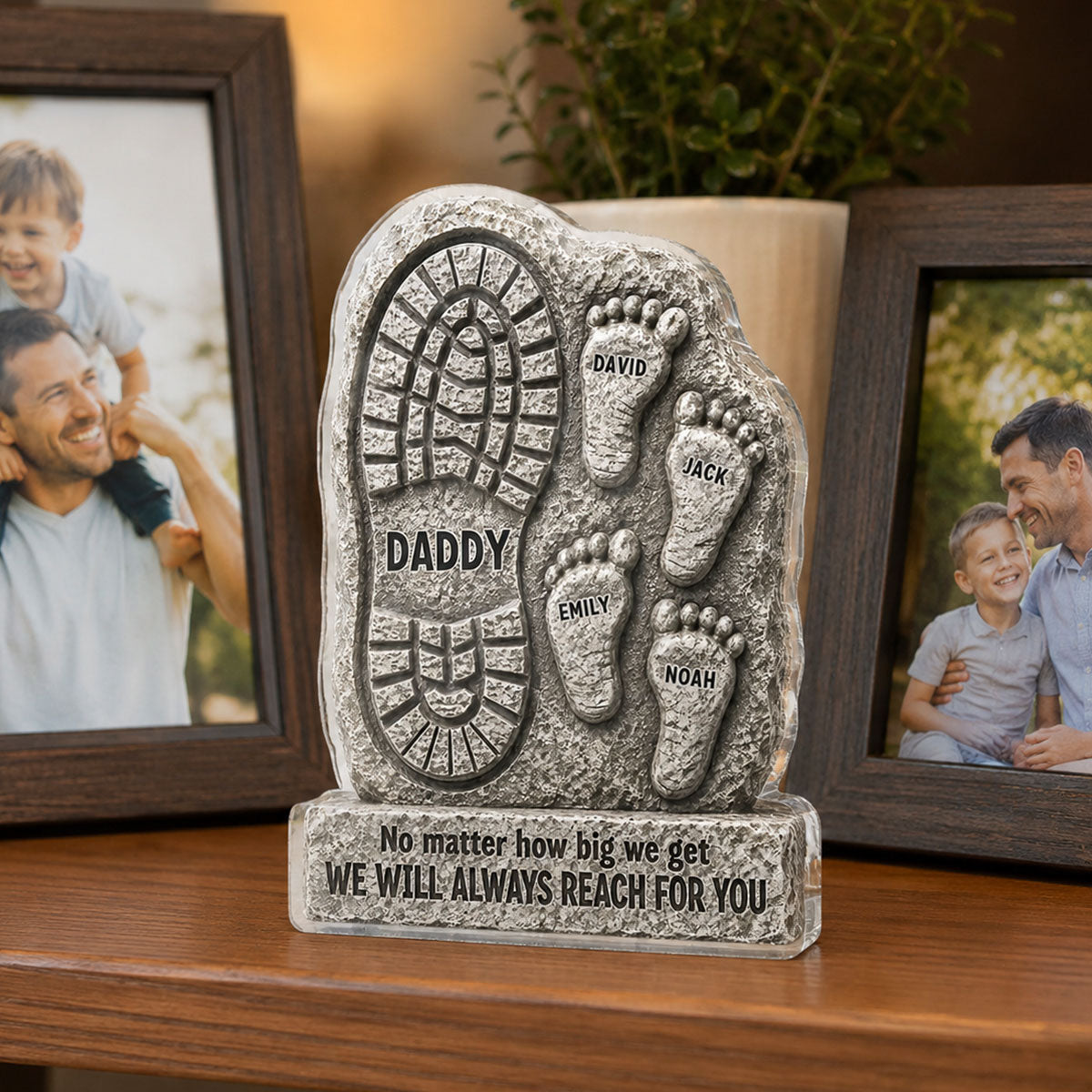 No Matter How Big We Get Always Reach For You Dad - Personalized Acrylic Block Plaque - Heartfelt  Gift For Dad, Husband
