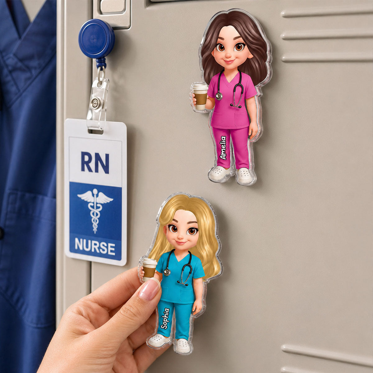 Proud Nurse - Personalized Acrylic Magnet - Locker Magnet For Nurse, Gift For Colleagues, Nurse Besties