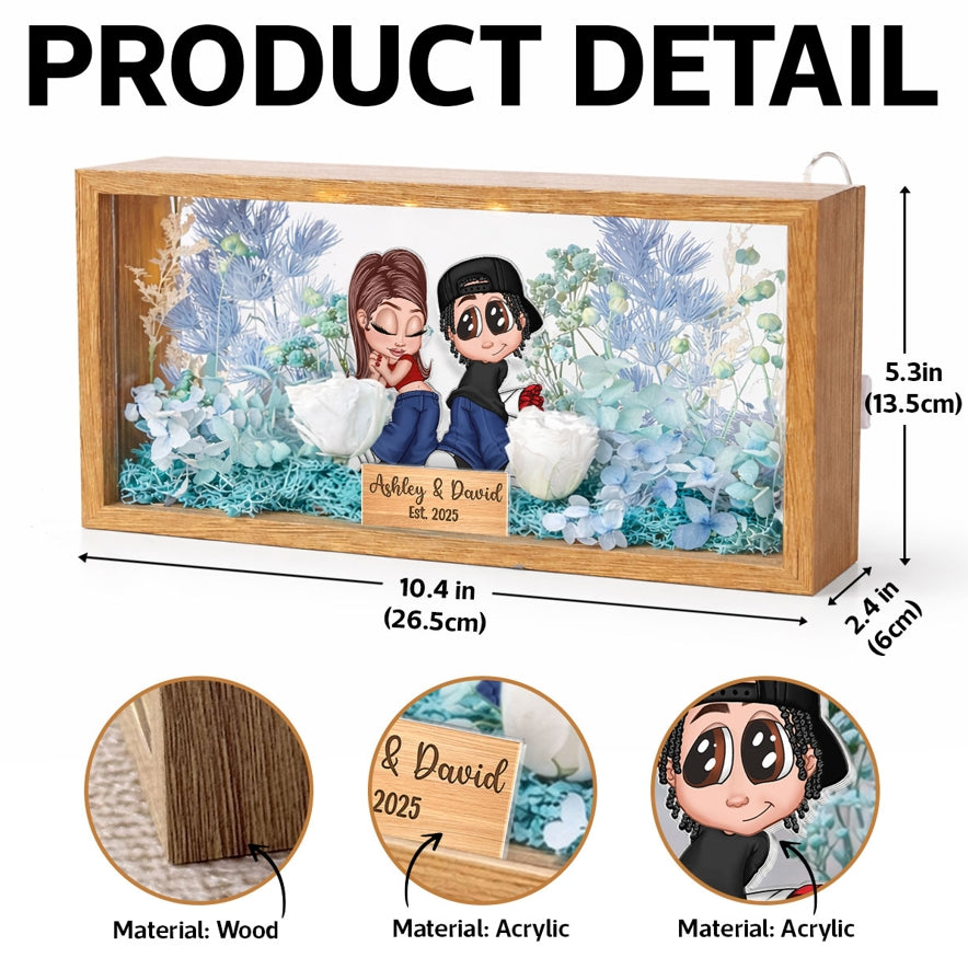 Eternal Love Y2K Couple - Personalized DIY Flower Shadow Box LED Night Light - Valentine's Day Gift, Anniversary Gift, Wedding Gift For Couple, For Him, For Her