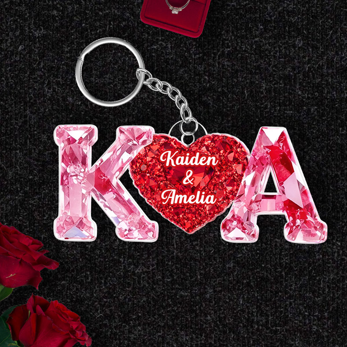 Couple Love Initial - Personalized Acrylic Keychain - Sentimental Anniversary, Valentine's Day Gift for her, for him
