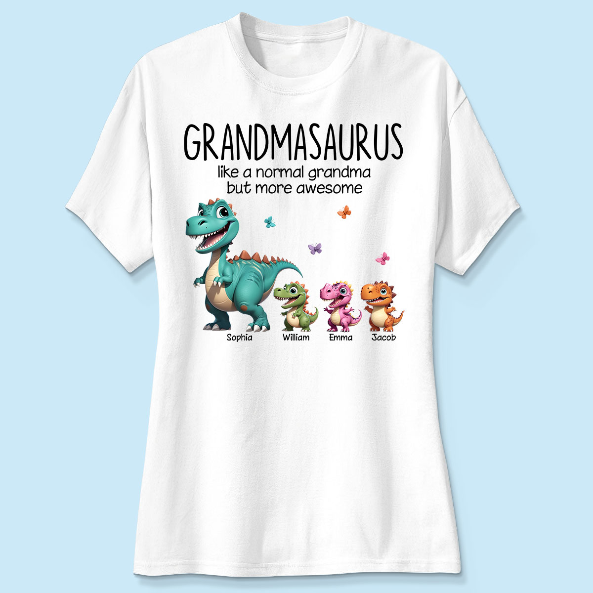 Grandmasaurus And Kids 3D Effect Dinosaurs Personalized Shirt | A Heartfelt Gift for Grandma's Birthday, Mother’s Day, or Just Because
