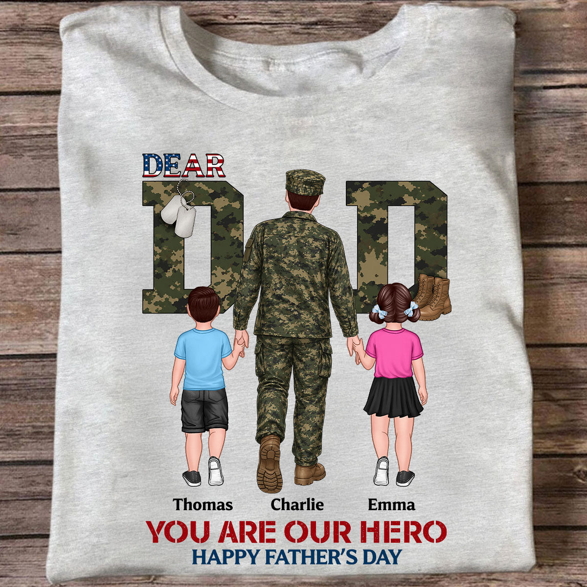 Nation Flag Army Dad You Are Our Hero - Personalized Shirt - Father's Day Gift For Dad, Husband