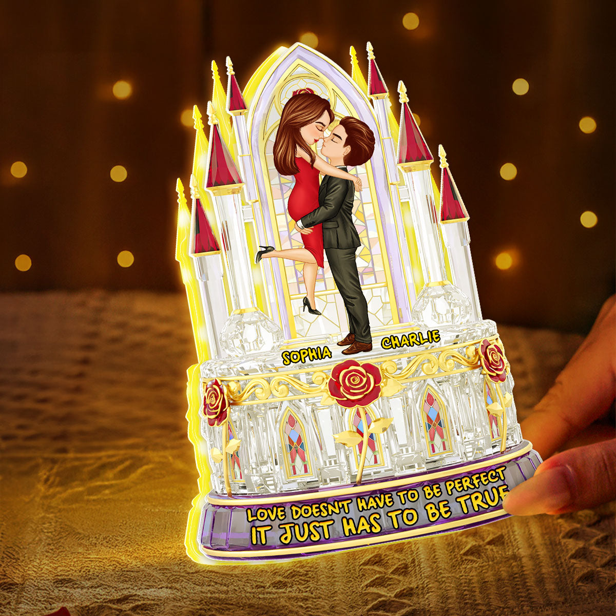 Love Doesn't Have To Be PerFect - Personalized Light Box - Gift for Couple