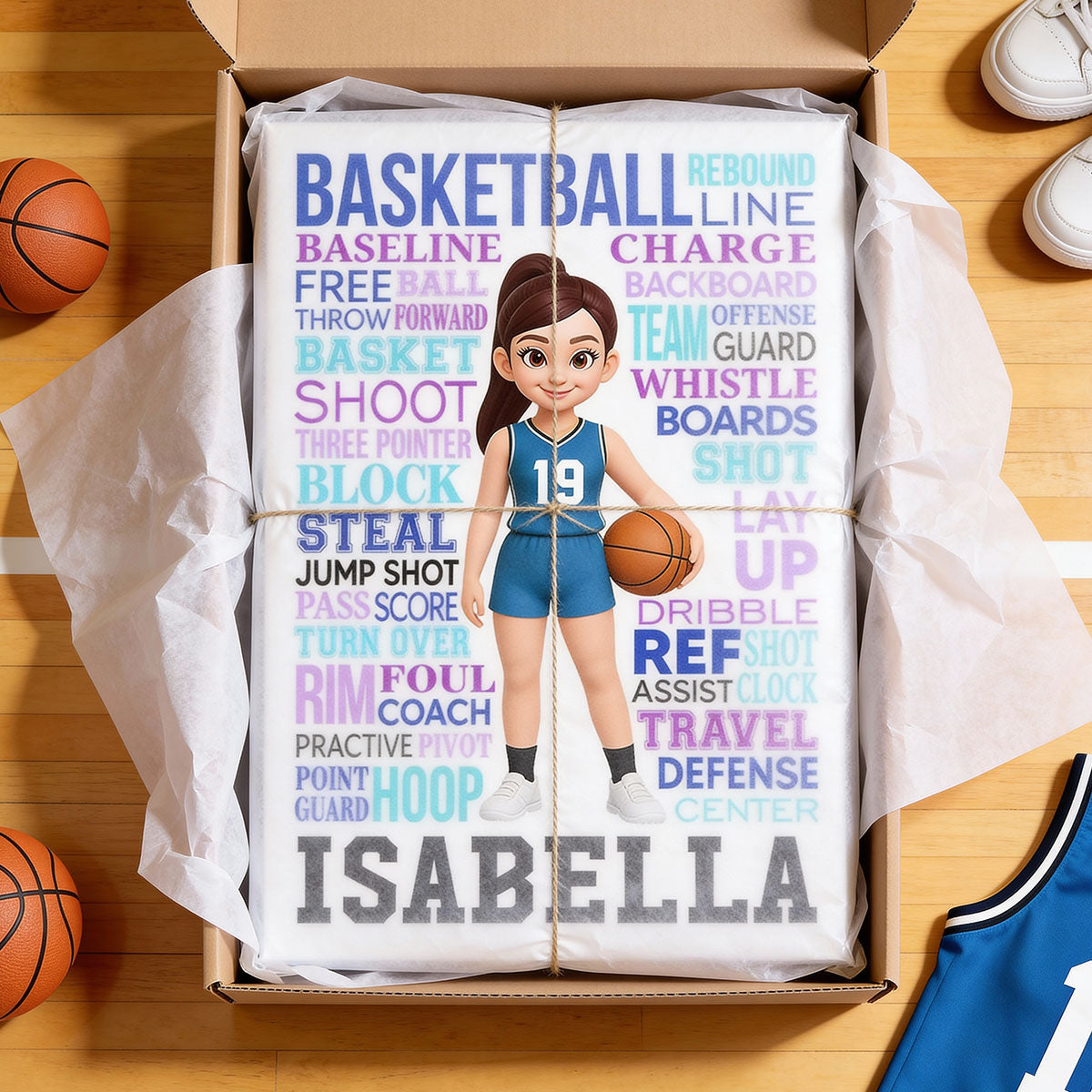 Typography Art Basketball Boy Girl - Personalized Poster - Gift For Basketball Lovers