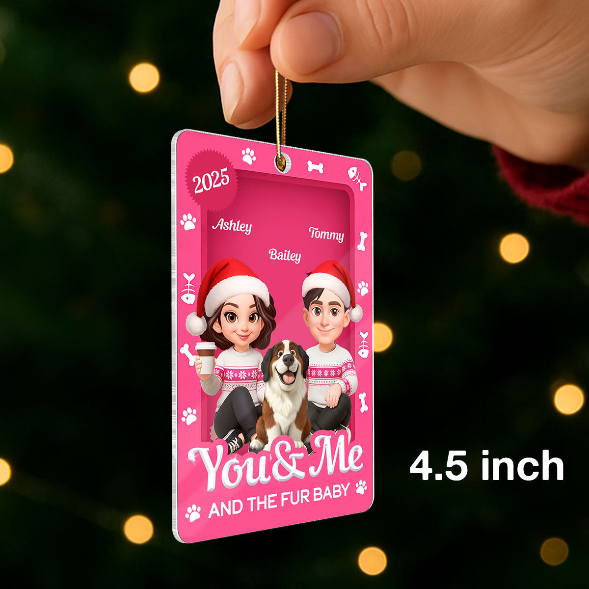 You & Me And The Fur Babies - Personalized Acrylic Ornament - Christmas Gift For Cat Lovers, Dog Lovers