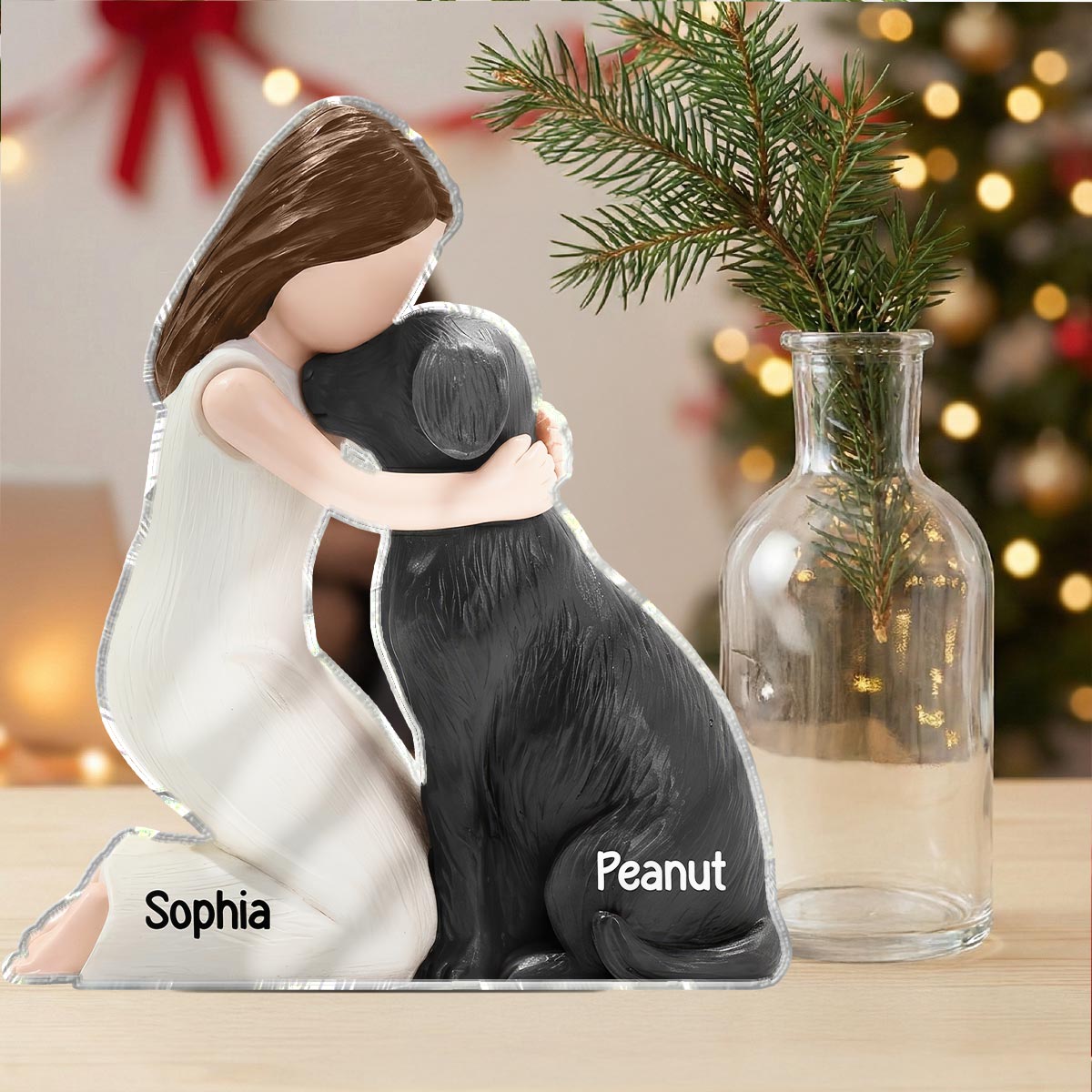 3D Effect Girl & Her Dog My Forever Best Friend - Personalized Acrylic Block Plaque