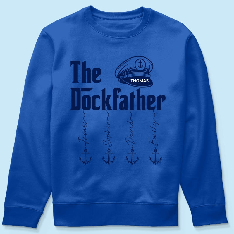 The Dockfather Boat Captain Custom Kids Names - Personalized Shirt - Lake Life Father's Day Gift For Husband, Dad