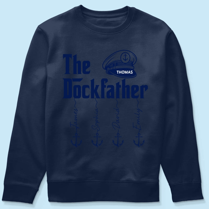 The Dockfather Boat Captain Custom Kids Names - Personalized Shirt - Lake Life Father's Day Gift For Husband, Dad