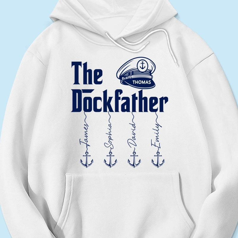 The Dockfather Boat Captain Custom Kids Names - Personalized Shirt - Lake Life Father's Day Gift For Husband, Dad