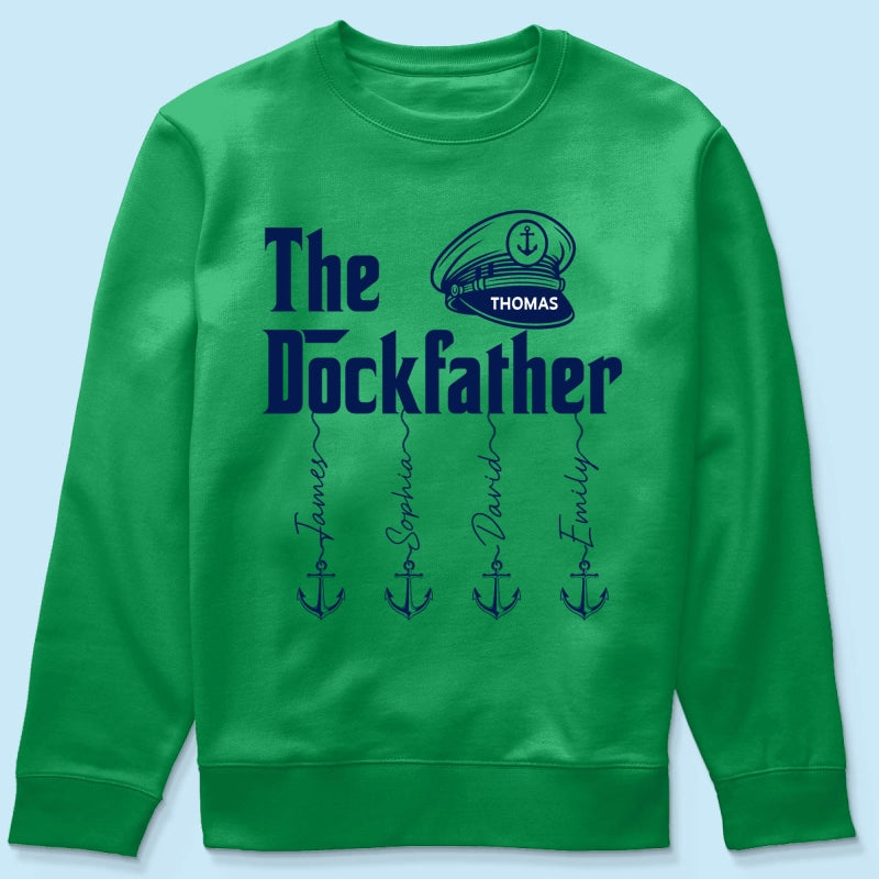The Dockfather Boat Captain Custom Kids Names - Personalized Shirt - Lake Life Father's Day Gift For Husband, Dad