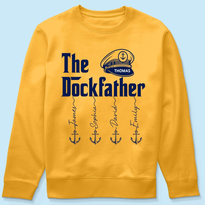 The Dockfather Boat Captain Custom Kids Names - Personalized Shirt - Lake Life Father's Day Gift For Husband, Dad
