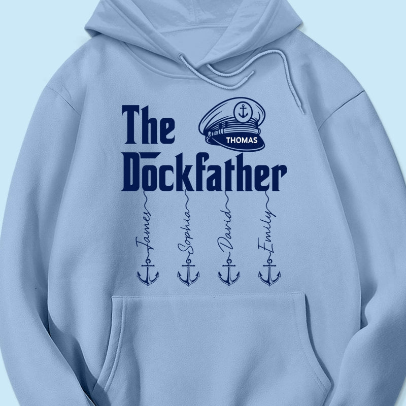 The Dockfather Boat Captain Custom Kids Names - Personalized Shirt - Lake Life Father's Day Gift For Husband, Dad