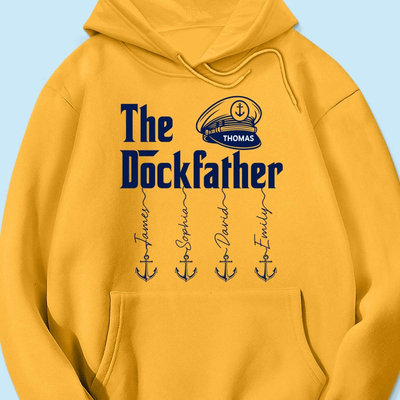 The Dockfather Boat Captain Custom Kids Names - Personalized Shirt - Lake Life Father's Day Gift For Husband, Dad