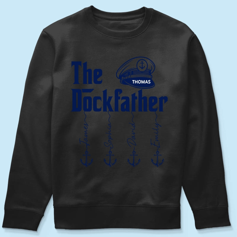 The Dockfather Boat Captain Custom Kids Names - Personalized Shirt - Lake Life Father's Day Gift For Husband, Dad