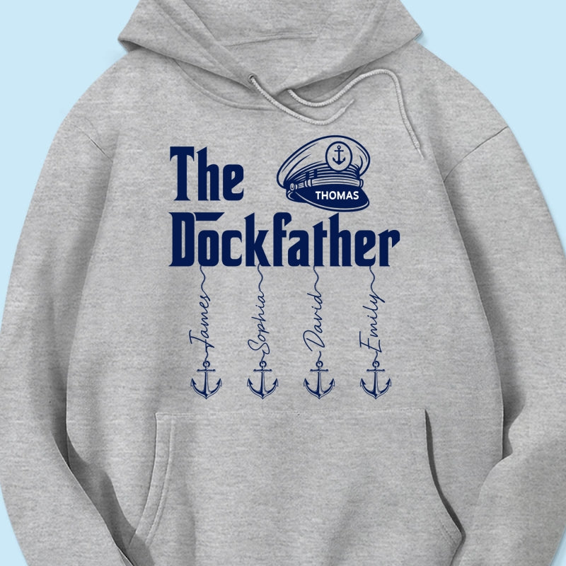 The Dockfather Boat Captain Custom Kids Names - Personalized Shirt - Lake Life Father's Day Gift For Husband, Dad
