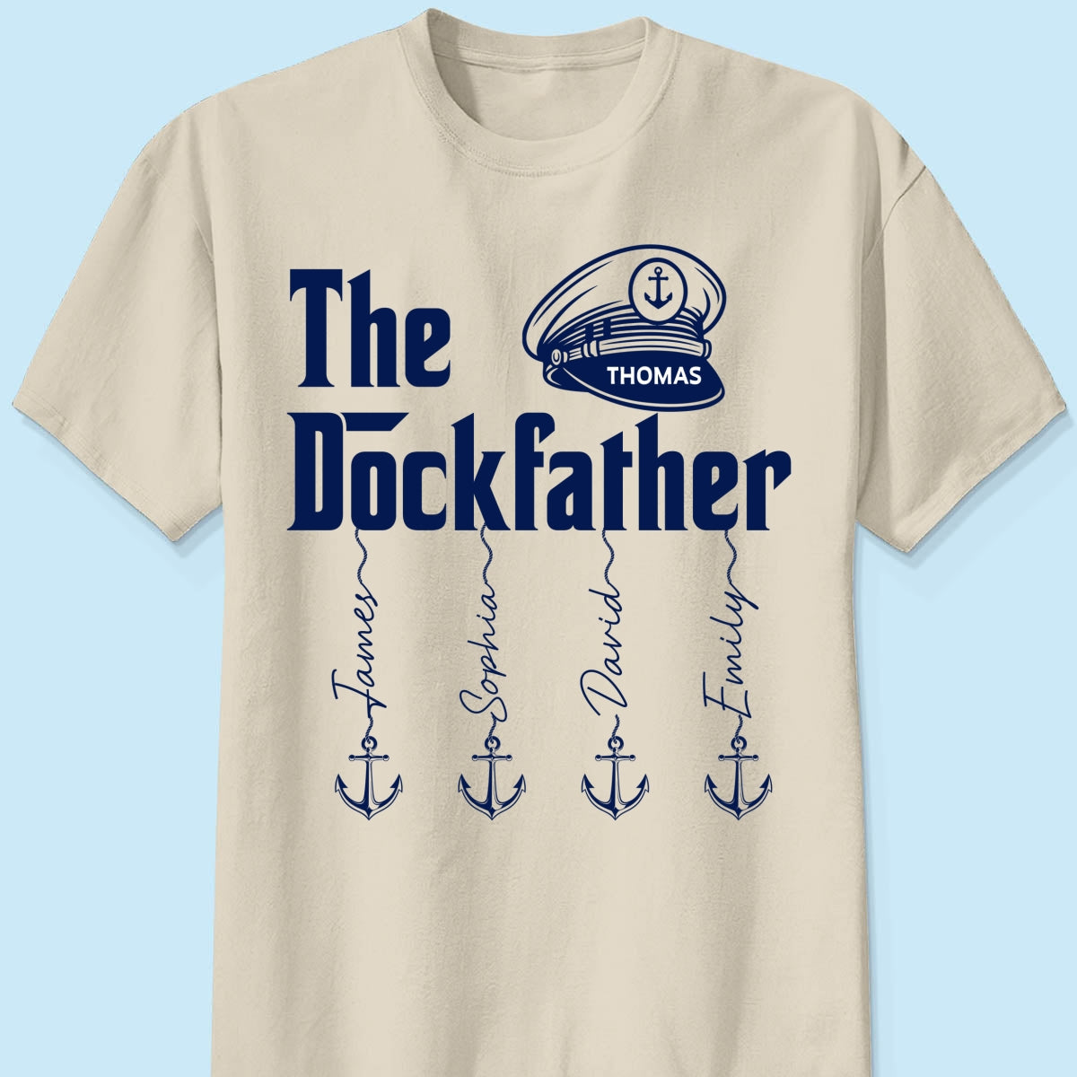 The Dockfather Boat Captain Custom Kids Names - Personalized Shirt - Lake Life Father's Day Gift For Husband, Dad