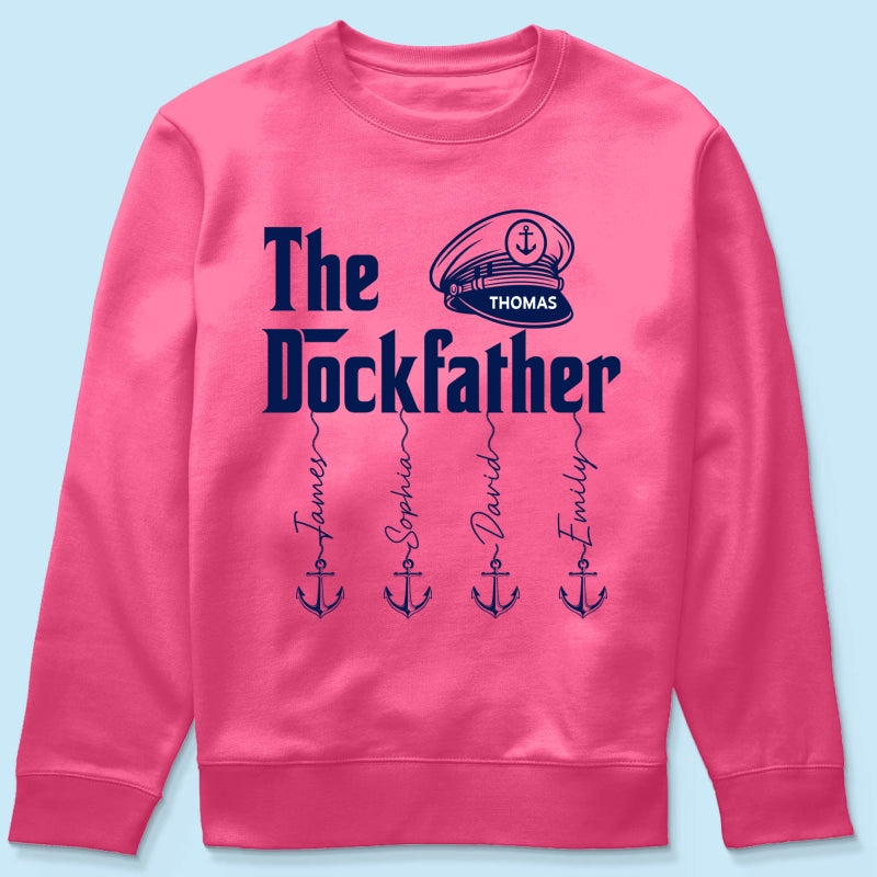 The Dockfather Boat Captain Custom Kids Names - Personalized Shirt - Lake Life Father's Day Gift For Husband, Dad