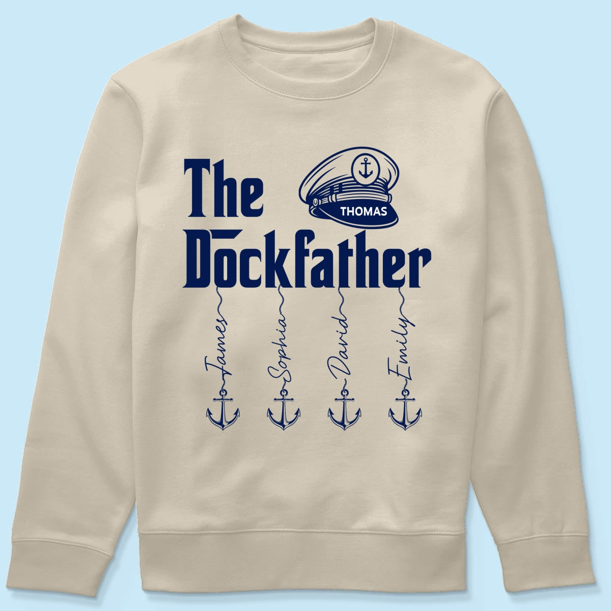 The Dockfather Boat Captain Custom Kids Names - Personalized Shirt - Lake Life Father's Day Gift For Husband, Dad
