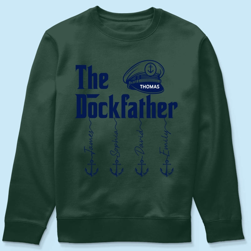 The Dockfather Boat Captain Custom Kids Names - Personalized Shirt - Lake Life Father's Day Gift For Husband, Dad