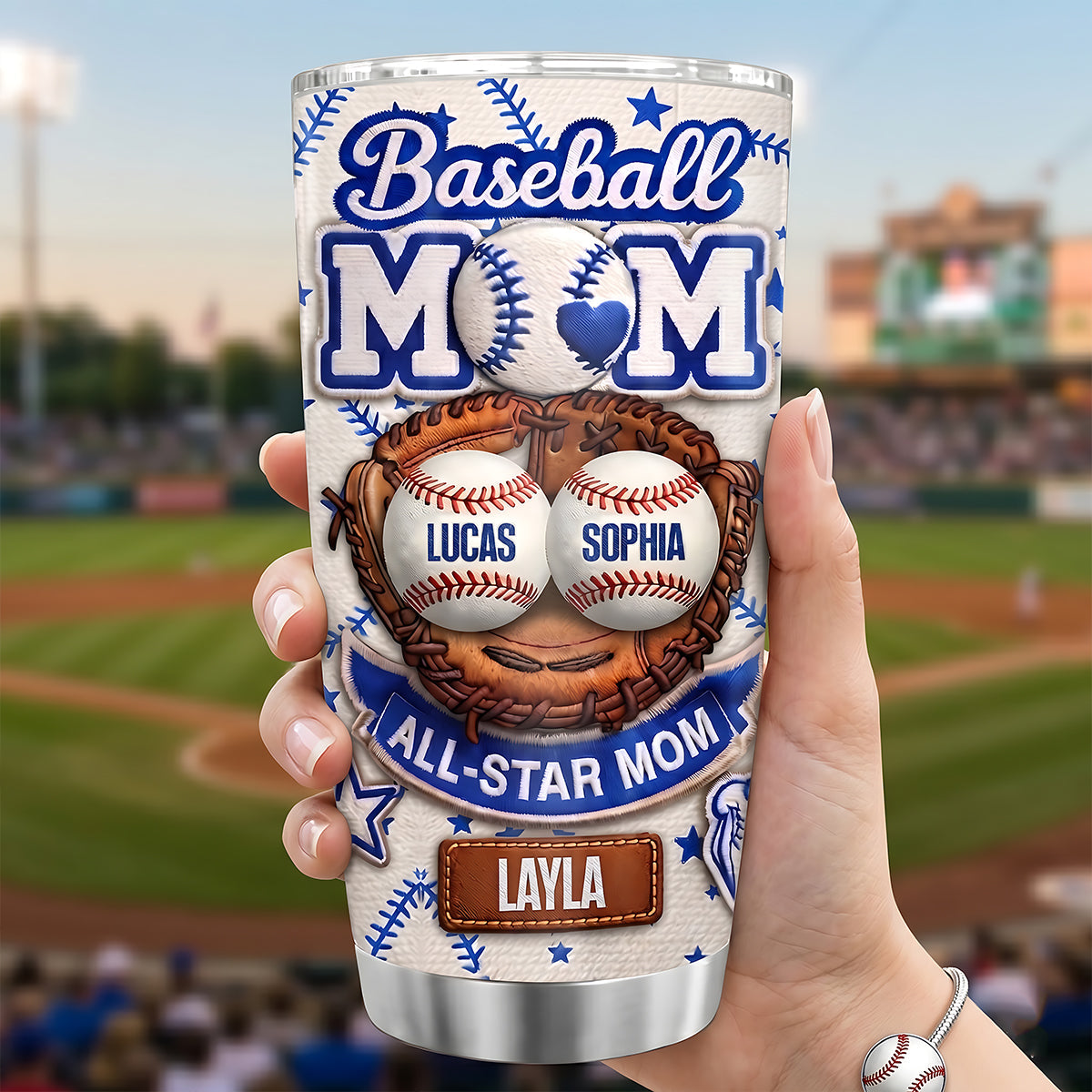 Baseball All Star Mom - Personalized Tumbler - Mother's Day Gift for Mom, Wife