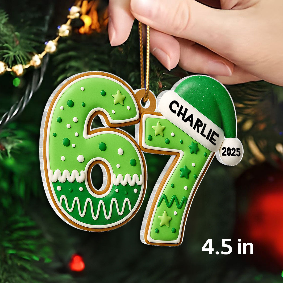 Custom Six Seven Cake Pattern - Personalized Acrylic Ornament - Teen Slang Funny Tree Decor, Funny Teen Grandkid Gift