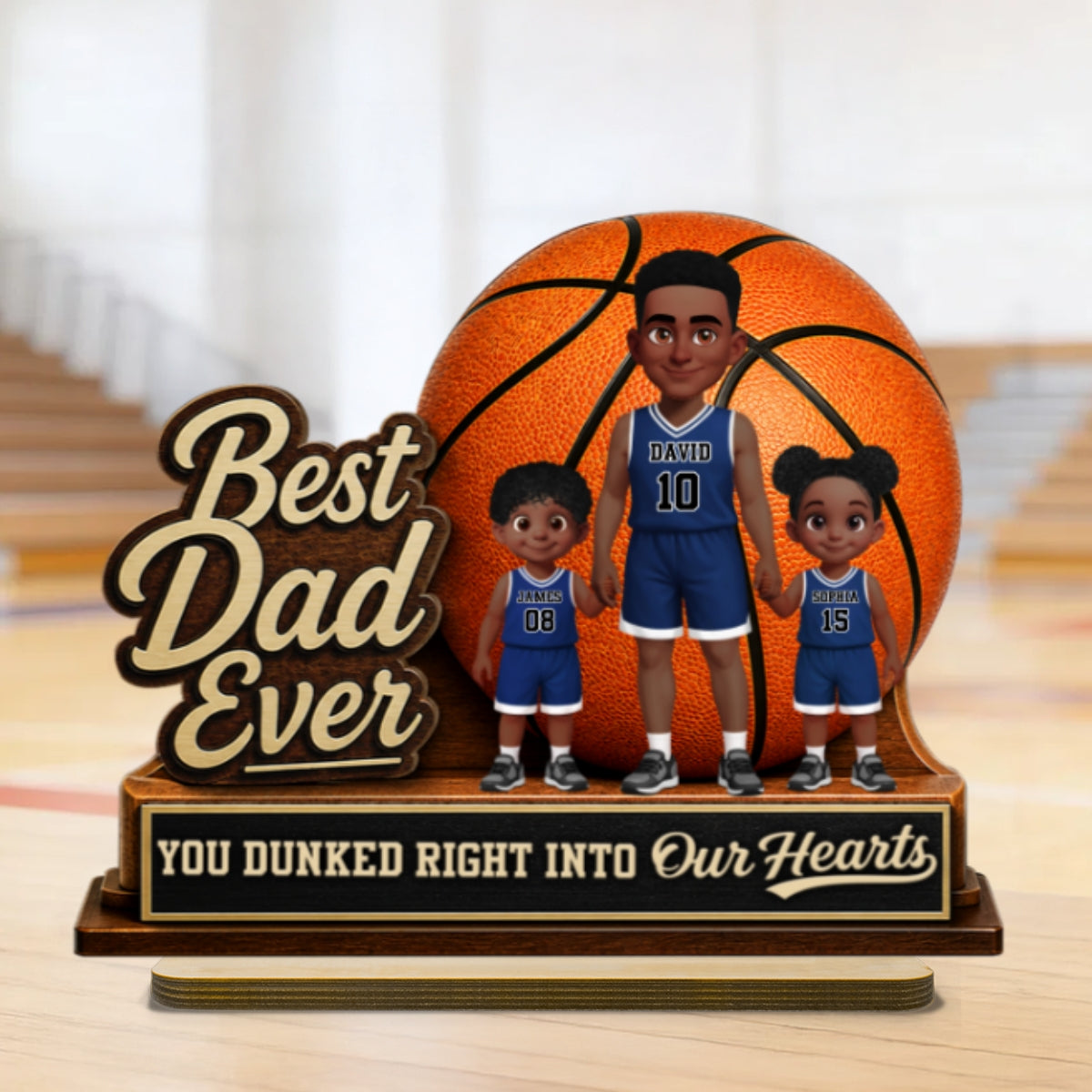 You Dunked Right Into Our Heart - Personalized 2-Layered Wooden Plaque -  Gift For Basketball Dad