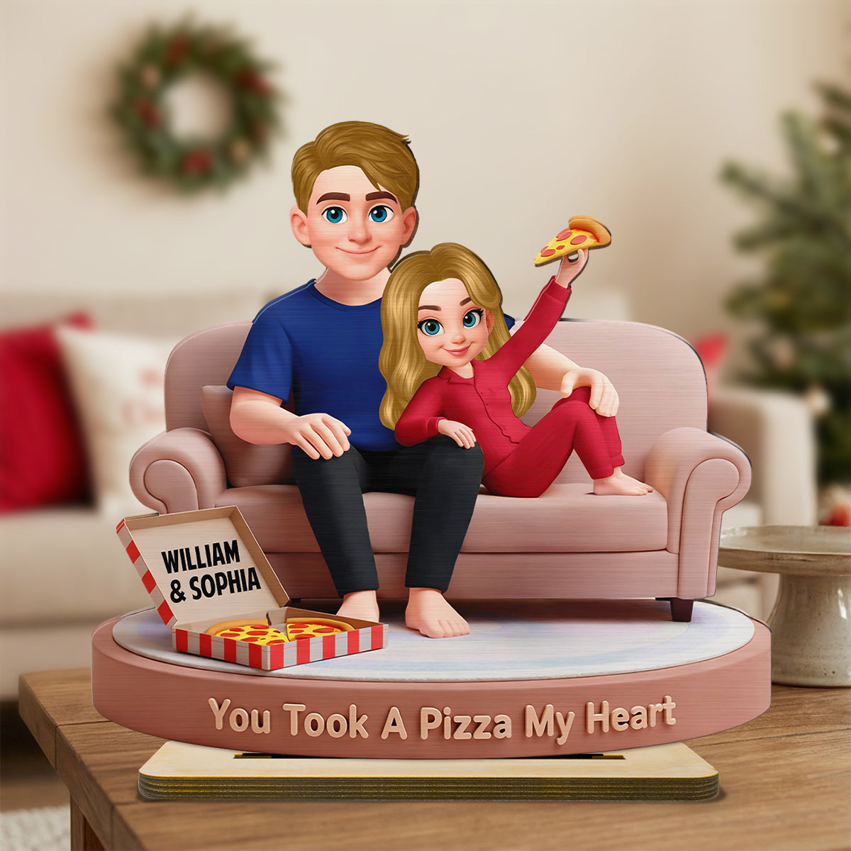 You Took A Pizza My Heart - Personalized Standing Wooden Plaque - Gift for Couple, for Him, for Her