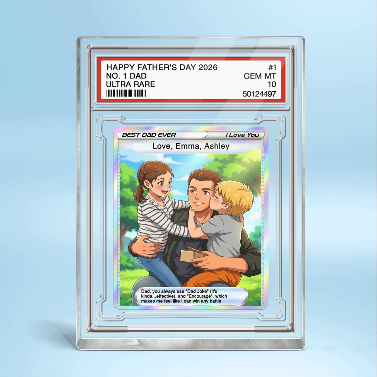 Best Dad Ever Trading Card Cartoon Style - Personalized Acrylic Block Plaque -  Gift For Dad, Husband