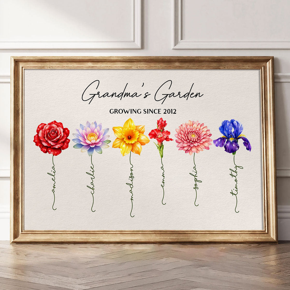 Grandma Garden Custom Birth Month Flower - Personalized Poster - Sentimental Gift for Grandma