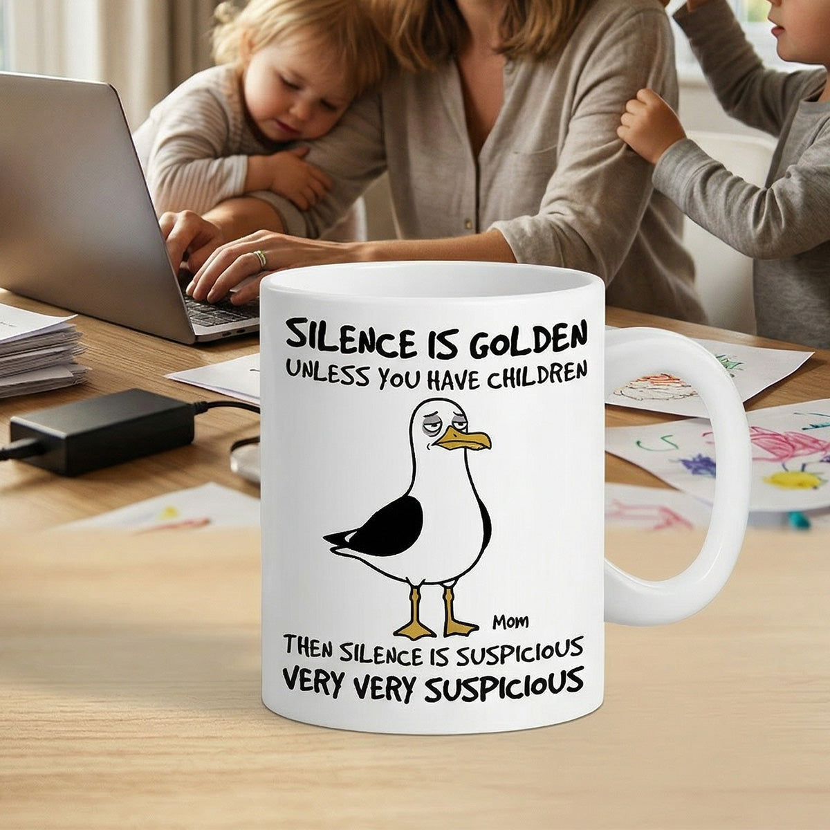 Silence Is Golden Unless You Have Kids Seagull Mom Mom Mom - Personalized Mug - Funny Mother's Day Gift For Mom