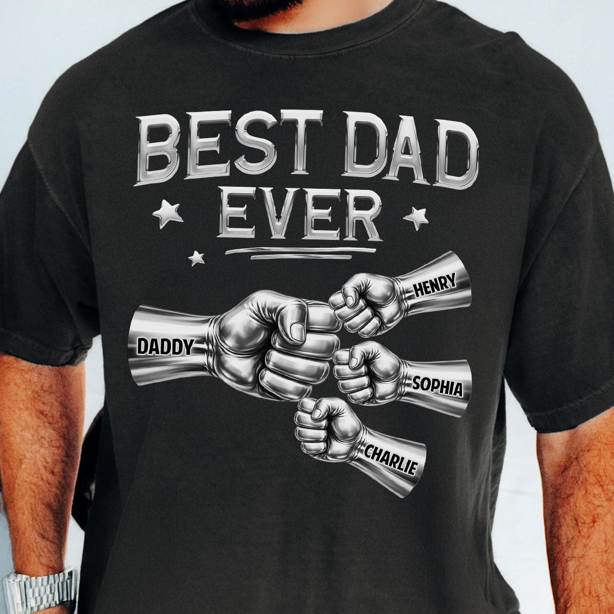 Best Dad Ever Fist Bump - Personalized Shirt - Father's Day Gift For Dad
