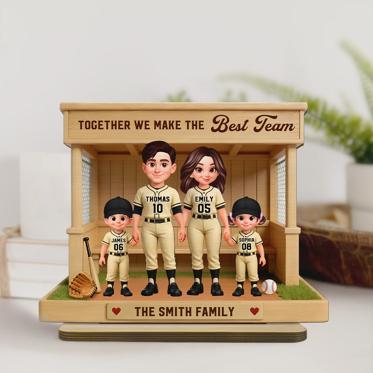 Baseball Family Dream Team Baseball Dugout - Personalized 2-Layered Wooden Plaque - Unique Gift For Baseball Mom, Dad