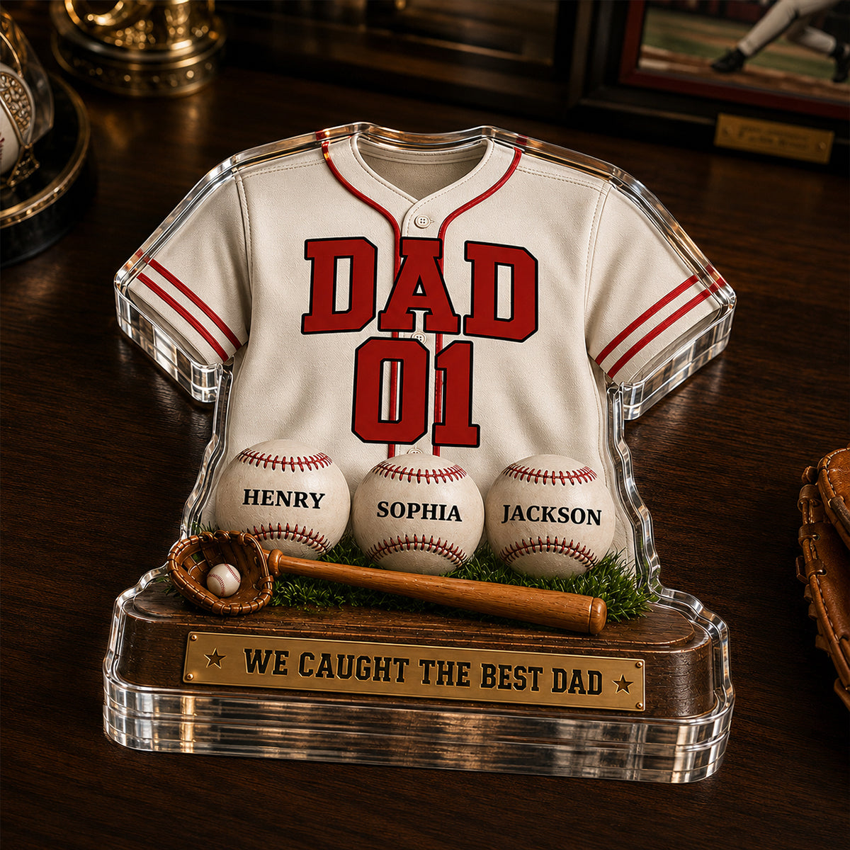 Baseball Dad Legend We Caught The Best Dad - Personalized Acrylic Block Plaque -  Gift For Dad, Husband